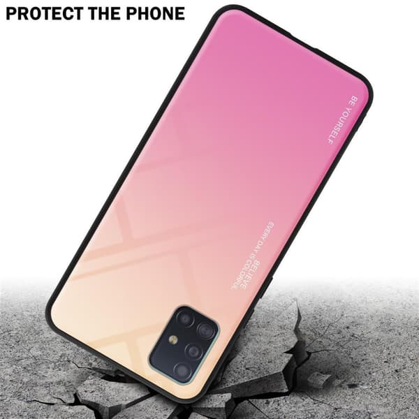 Deksel til Samsung Galaxy A51 4G / M40s Silikondeksel av TPU-silikon og bakside av herdet glass