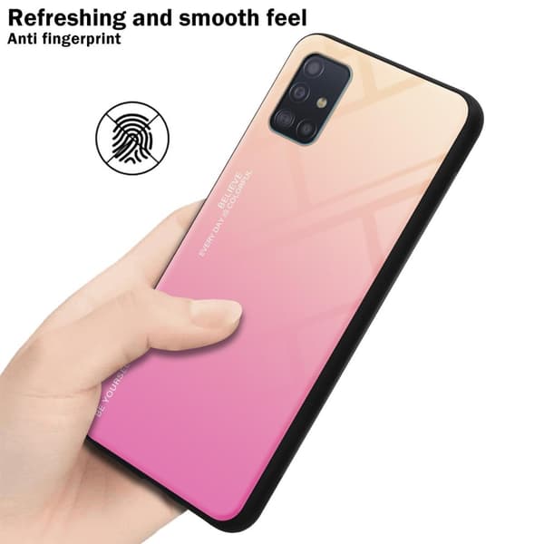 Deksel til Samsung Galaxy A51 4G / M40s Silikondeksel av TPU-silikon og bakside av herdet glass