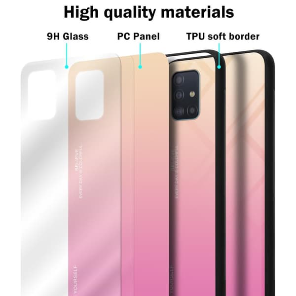 Deksel til Samsung Galaxy A51 4G / M40s Silikondeksel av TPU-silikon og bakside av herdet glass