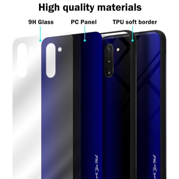 Deksel til Samsung Galaxy NOTE 10 Stripe optics Silikondeskel laget av TPU-silikon og bakside av herdet glass