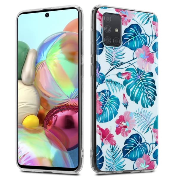 Samsung Galaxy A71 4G Skal Fodral av TPU-silikon med blommönster Mobilskydd