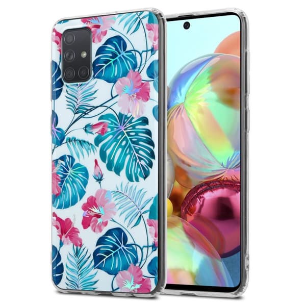 Samsung Galaxy A71 4G Skal Fodral av TPU-silikon med blommönster Mobilskydd