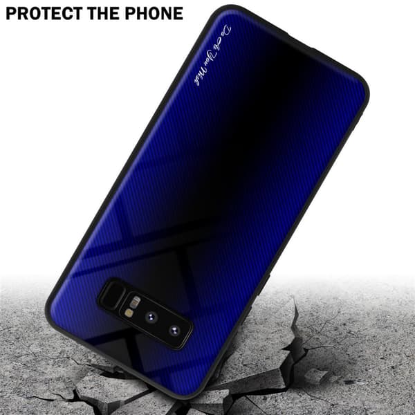Samsung Galaxy NOTE 8 Skal Fodral Case Cover Randigt utseende i TPU-silikon och baksida i härdat glas Skyddsfodral