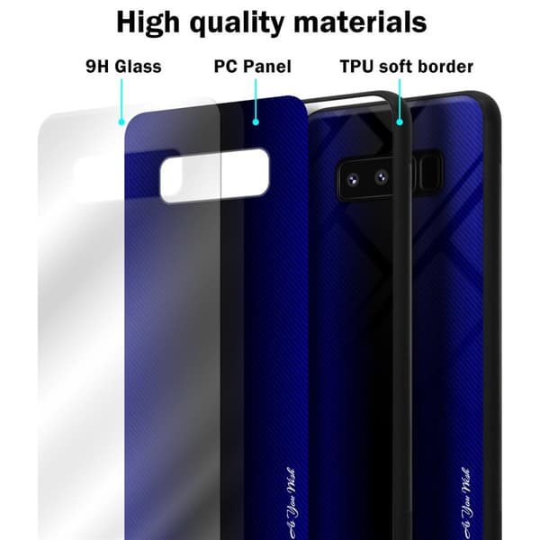 Samsung Galaxy NOTE 8 Skal Fodral Case Cover Randigt utseende i TPU-silikon och baksida i härdat glas Skyddsfodral