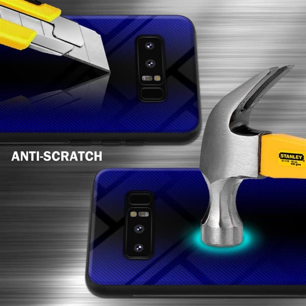 Samsung Galaxy NOTE 8 Skal Fodral Case Cover Randigt utseende i TPU-silikon och baksida i härdat glas Skyddsfodral