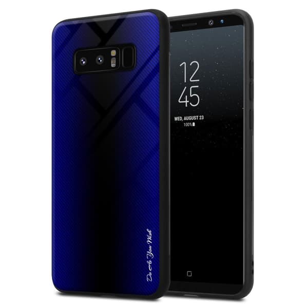 Samsung Galaxy NOTE 8 Skal Fodral Case Cover Randigt utseende i TPU-silikon och baksida i härdat glas Skyddsfodral KOBOLT LILA