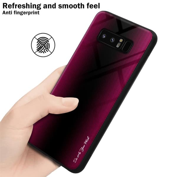 Samsung Galaxy NOTE 8 Skal Fodral Case Cover Randigt utseende i TPU-silikon och baksida i härdat glas Skyddsfodral