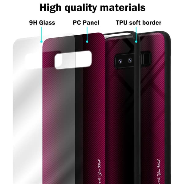 Samsung Galaxy NOTE 8 Skal Fodral Case Cover Randigt utseende i TPU-silikon och baksida i härdat glas Skyddsfodral