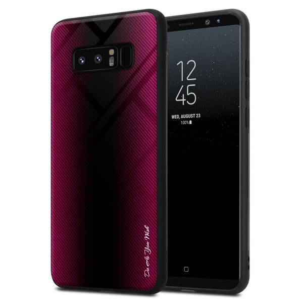 Samsung Galaxy NOTE 8 Skal Fodral Case Cover Randigt utseende i TPU-silikon och baksida i härdat glas Skyddsfodral