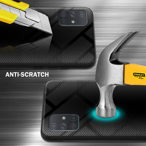 Samsung Galaxy A71 4G Suojakuori Suojakotelo TPU-silikonista valmistettu raitaoptiikan suojakansi ja karkaistusta lasista valmistettu takapuoli