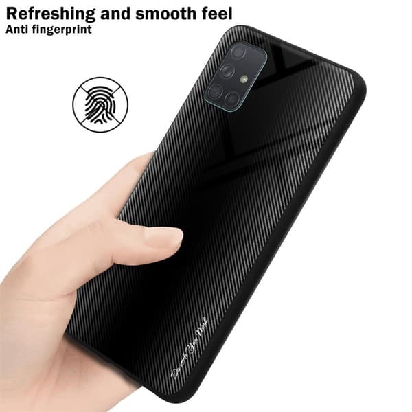 Samsung Galaxy A71 4G Suojakuori Suojakotelo TPU-silikonista valmistettu raitaoptiikan suojakansi ja karkaistusta lasista valmistettu takapuoli