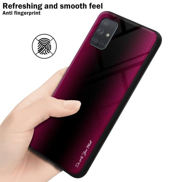 Samsung Galaxy A71 4G Suojakuori Suojakotelo TPU-silikonista valmistettu raitaoptiikan suojakansi ja karkaistusta lasista valmistettu takapuoli
