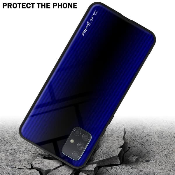 Samsung Galaxy A71 4G Suojakuori Suojakotelo TPU-silikonista valmistettu raitaoptiikan suojakansi ja karkaistusta lasista valmistettu takapuoli