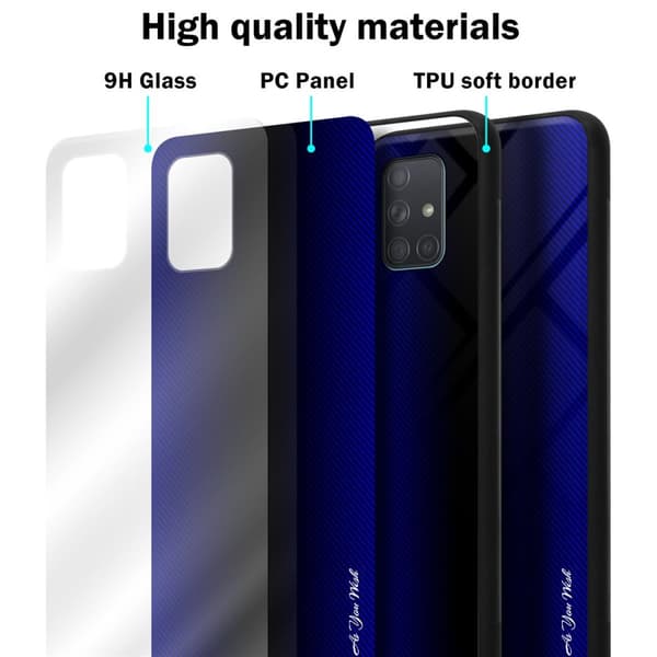 Samsung Galaxy A71 4G Suojakuori Suojakotelo TPU-silikonista valmistettu raitaoptiikan suojakansi ja karkaistusta lasista valmistettu takapuoli