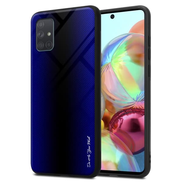 Samsung Galaxy A71 4G Suojakuori Suojakotelo TPU-silikonista valmistettu raitaoptiikan suojakansi ja karkaistusta lasista valmistettu takapuoli