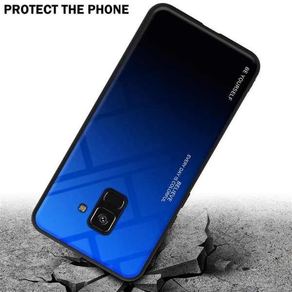 Deksel til Samsung Galaxy A8 2018 Silikondeksel av TPU-silikon og bakside av herdet glass