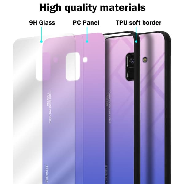 Deksel til Samsung Galaxy A8 2018 Silikondeksel av TPU-silikon og bakside av herdet glass