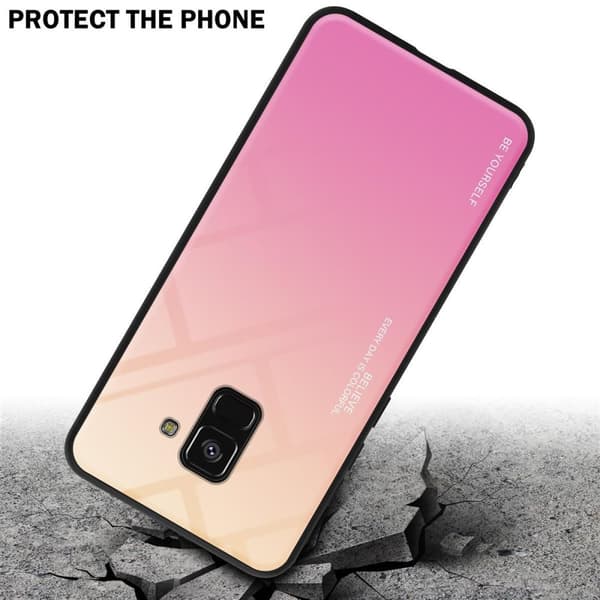 Deksel til Samsung Galaxy A8 2018 Silikondeksel av TPU-silikon og bakside av herdet glass