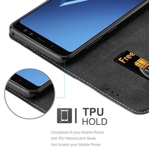 Samsung Galaxy A8 2018 Suojakotelo Suojakuori Lompakkokotelo Matkapuhelinkotelo jossa magneettisuljenta, jalusta-toiminto ja korttitasku