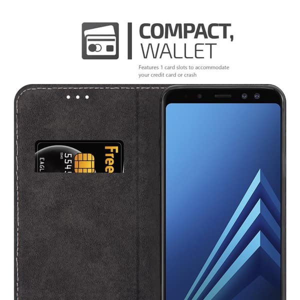 Samsung Galaxy A8 2018 Suojakotelo Suojakuori Lompakkokotelo Matkapuhelinkotelo jossa magneettisuljenta, jalusta-toiminto ja korttitasku