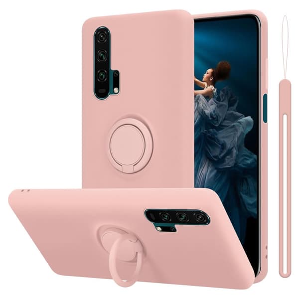 Honor 20 PRO Suojakotelo Suojakuori joustavasta TPU-silikonista jossa on rengas LIQUID VAALEANPUNAINEN