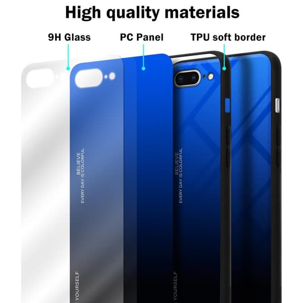iPhone 7 PLUS / 7S PLUS / 8 PLUS Skal Fodral i två färger av TPU-silikon och baksida av härdat glas Case Cover Mobilskydd