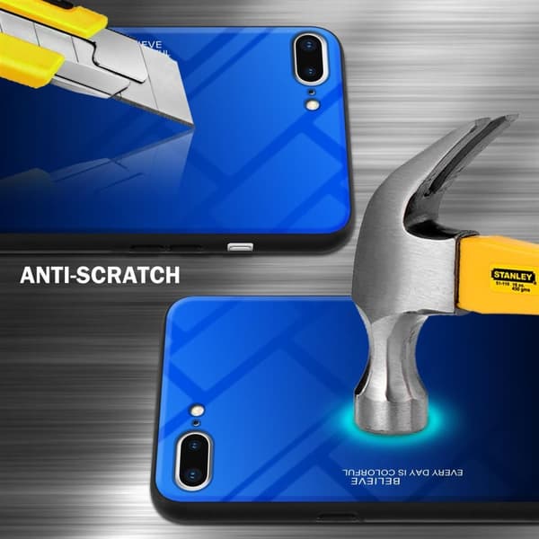 iPhone 7 PLUS / 7S PLUS / 8 PLUS Suojakuori Suojakotelo Kaksivärinen joka on valmistettu TPU-silikonista ja jonka takaosa on valmistettu karkaistusta