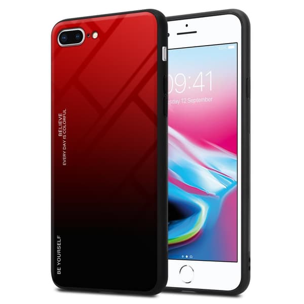 iPhone 7 PLUS / 7S PLUS / 8 PLUS Suojakuori Suojakotelo Kaksivärinen joka on valmistettu TPU-silikonista ja jonka takaosa on valmistettu karkaistusta