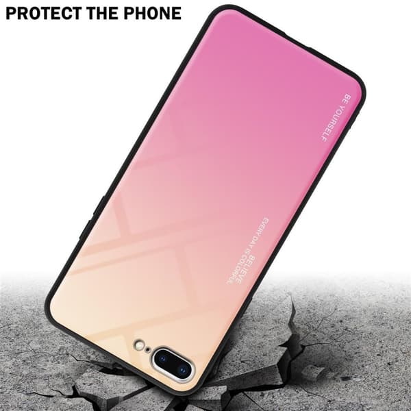 Deksel til iPhone 7 PLUS / 7S PLUS / 8 PLUS Silikondeksel av TPU-silikon og bakside av herdet glass