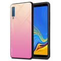 Pikkukuva 1 / 7: Samsung Galaxy A7 2018 Suojakuori Suojakotelo Kaksivärinen joka on valmistettu TPU-silikonista ja jonka takaosa on valmistettu karkaistusta lasista