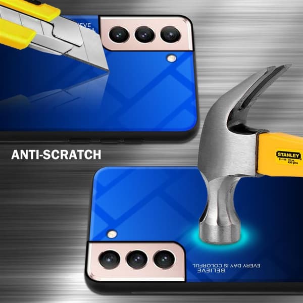 Samsung Galaxy S21 5G Skal Fodral i två färger av TPU-silikon och baksida av härdat glas Case Cover Mobilskydd