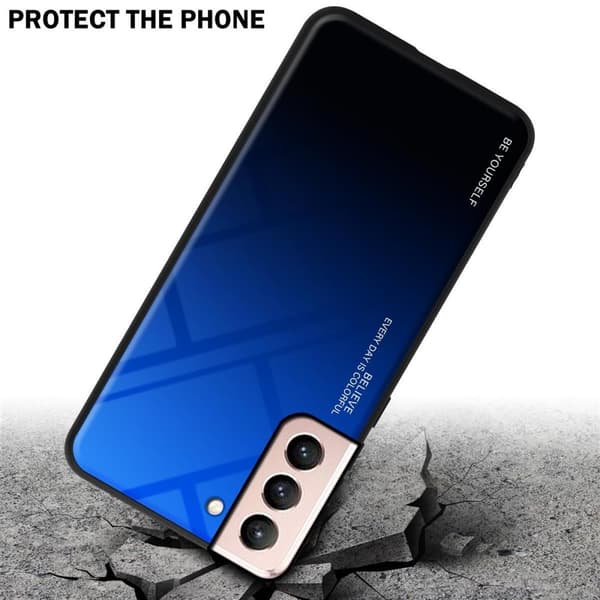 Samsung Galaxy S21 5G Skal Fodral i två färger av TPU-silikon och baksida av härdat glas Case Cover Mobilskydd