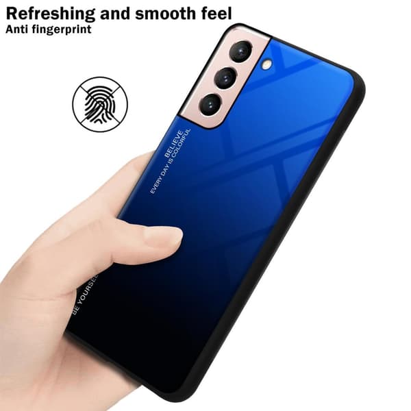 Samsung Galaxy S21 5G Skal Fodral i två färger av TPU-silikon och baksida av härdat glas Case Cover Mobilskydd