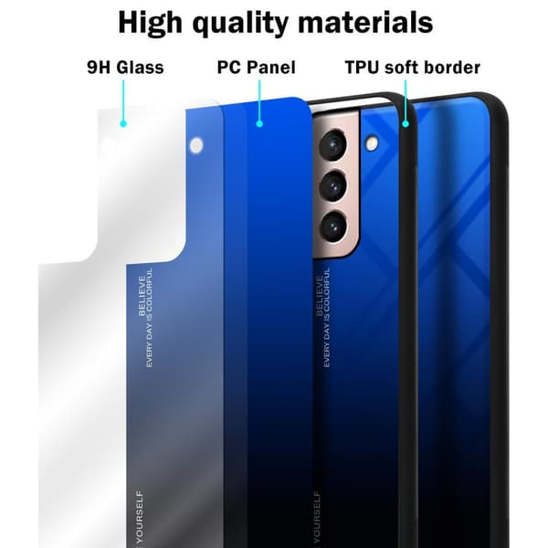 Samsung Galaxy S21 5G Skal Fodral i två färger av TPU-silikon och baksida av härdat glas Case Cover Mobilskydd
