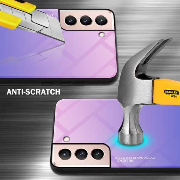 Samsung Galaxy S21 5G Skal Fodral i två färger av TPU-silikon och baksida av härdat glas Case Cover Mobilskydd