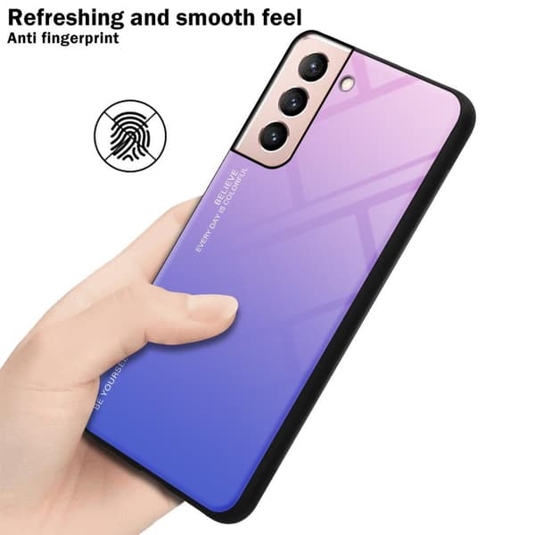 Samsung Galaxy S21 5G Skal Fodral i två färger av TPU-silikon och baksida av härdat glas Case Cover Mobilskydd