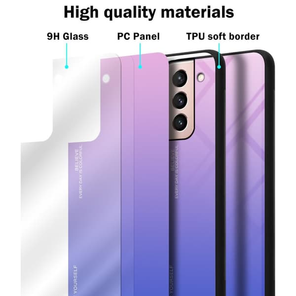 Samsung Galaxy S21 5G Skal Fodral i två färger av TPU-silikon och baksida av härdat glas Case Cover Mobilskydd