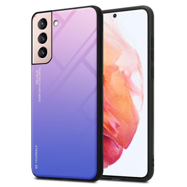 Samsung Galaxy S21 5G Skal Fodral i två färger av TPU-silikon och baksida av härdat glas Case Cover Mobilskydd