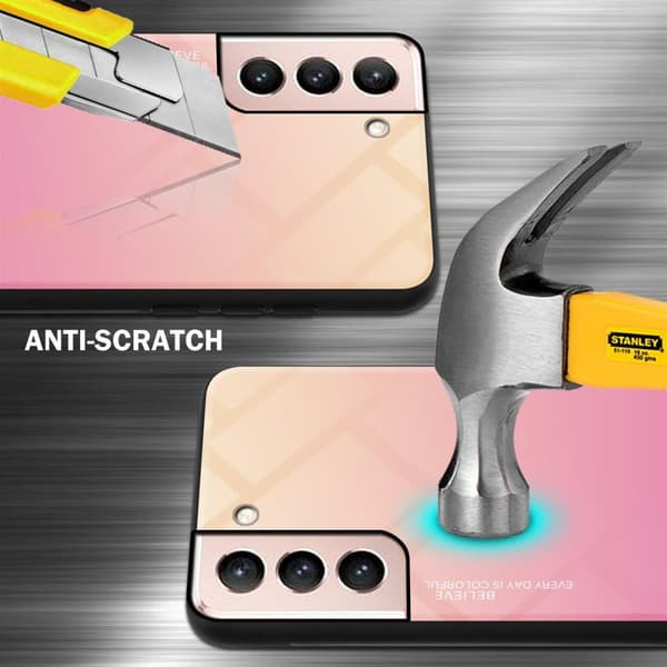 Samsung Galaxy S21 5G Skal Fodral i två färger av TPU-silikon och baksida av härdat glas Case Cover Mobilskydd