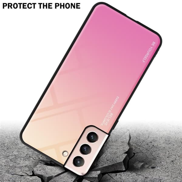Samsung Galaxy S21 5G Skal Fodral i två färger av TPU-silikon och baksida av härdat glas Case Cover Mobilskydd