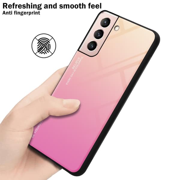 Samsung Galaxy S21 5G Skal Fodral i två färger av TPU-silikon och baksida av härdat glas Case Cover Mobilskydd