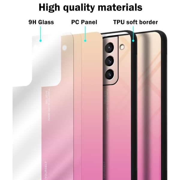 Samsung Galaxy S21 5G Skal Fodral i två färger av TPU-silikon och baksida av härdat glas Case Cover Mobilskydd