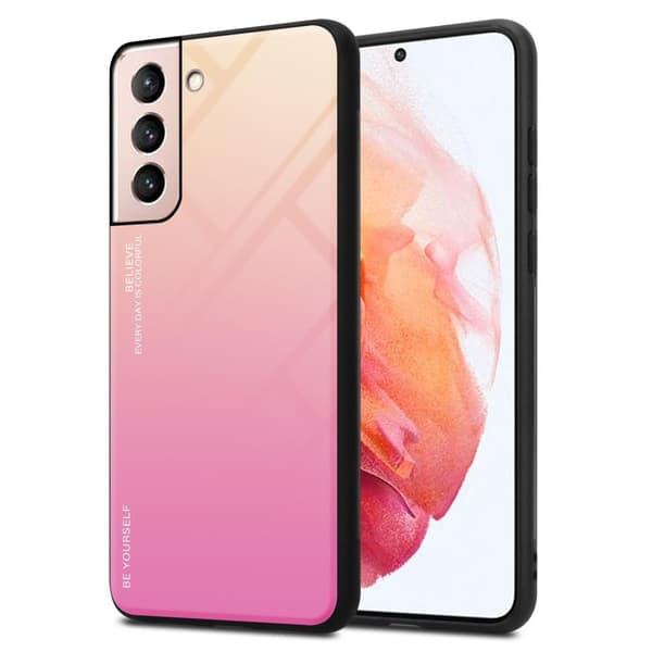 Samsung Galaxy S21 5G Skal Fodral i två färger av TPU-silikon och baksida av härdat glas Case Cover Mobilskydd