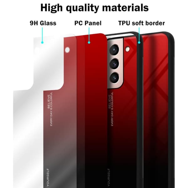 Samsung Galaxy S21 5G Skal Fodral i två färger av TPU-silikon och baksida av härdat glas Case Cover Mobilskydd
