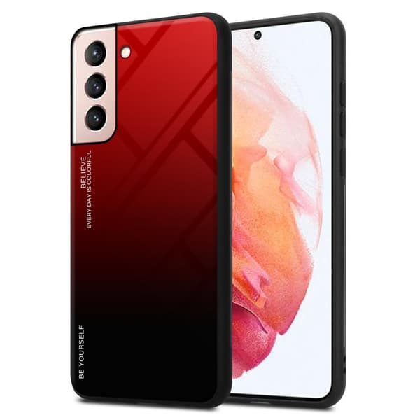 Samsung Galaxy S21 5G Skal Fodral i två färger av TPU-silikon och baksida av härdat glas Case Cover Mobilskydd