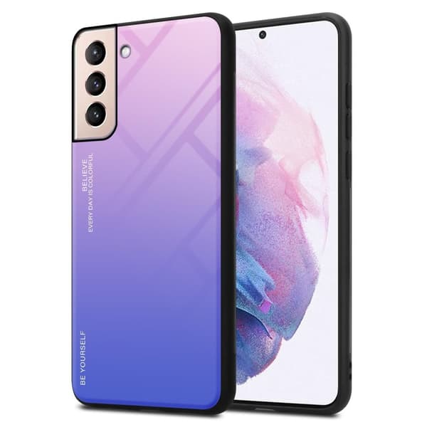 Samsung Galaxy S21 PLUS Suojakuori Suojakotelo Kaksivärinen joka on valmistettu TPU-silikonista ja jonka takaosa on valmistettu karkaistusta lasista