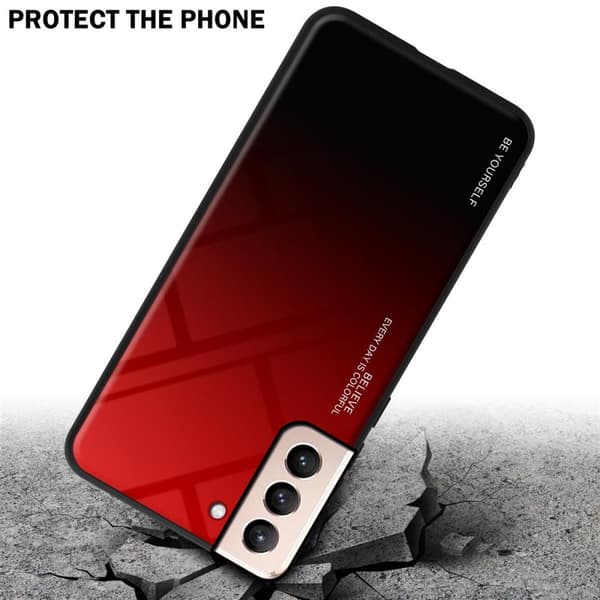 Samsung Galaxy S21 PLUS Suojakuori Suojakotelo Kaksivärinen joka on valmistettu TPU-silikonista ja jonka takaosa on valmistettu karkaistusta lasista