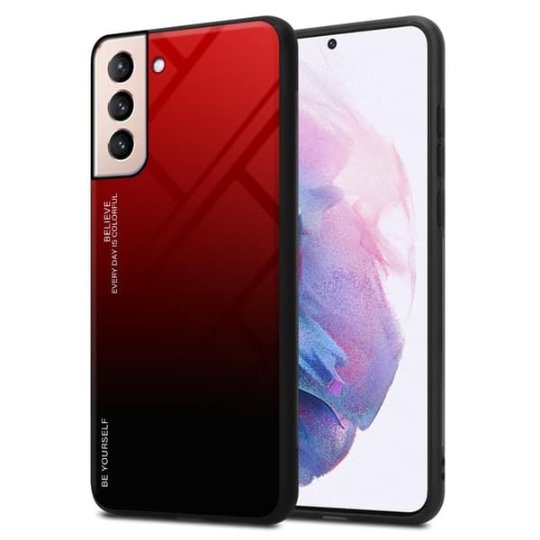 Samsung Galaxy S21 PLUS Suojakuori Suojakotelo Kaksivärinen joka on valmistettu TPU-silikonista ja jonka takaosa on valmistettu karkaistusta lasista