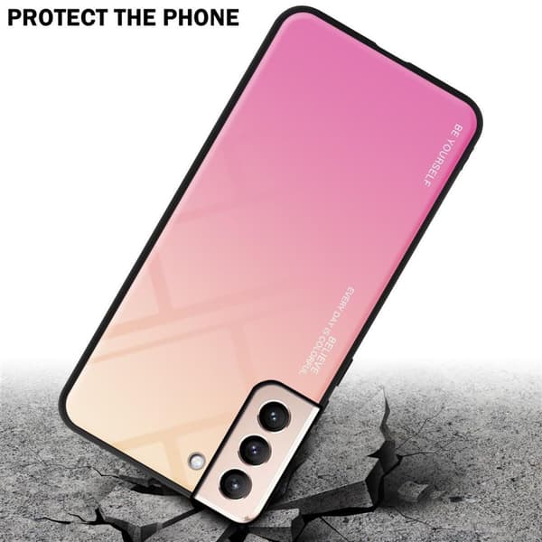 Samsung Galaxy S21 PLUS Suojakuori Suojakotelo Kaksivärinen joka on valmistettu TPU-silikonista ja jonka takaosa on valmistettu karkaistusta lasista