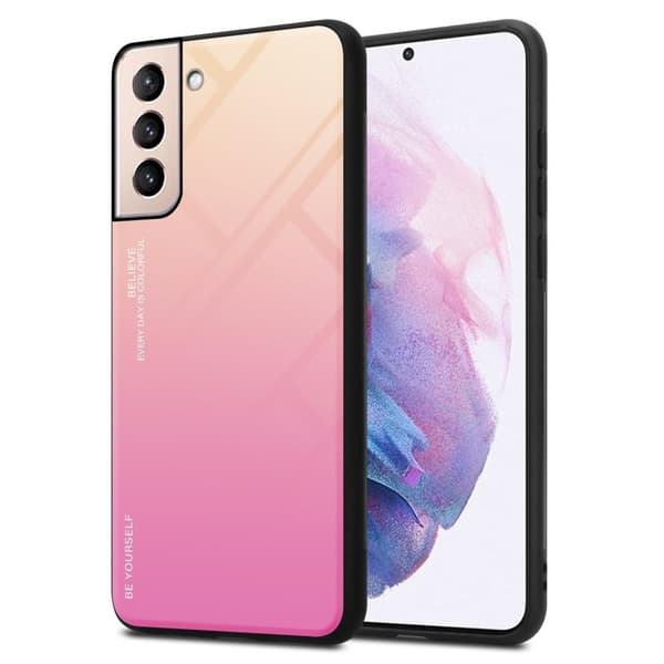 Samsung Galaxy S21 PLUS Suojakuori Suojakotelo Kaksivärinen joka on valmistettu TPU-silikonista ja jonka takaosa on valmistettu karkaistusta lasista